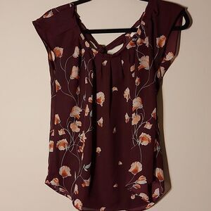 Lauren Conrad floral chiffon top size XS